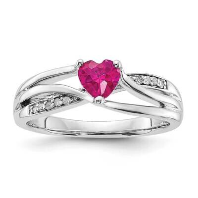 Sterling Silver Created Ruby and Diamond Heart Ring RLS6340/CRRU-SSBS45