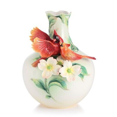Franz Porcelain Companion Cardinal And Dogwood Large Vase FZ03014, MPN: FZ03014,