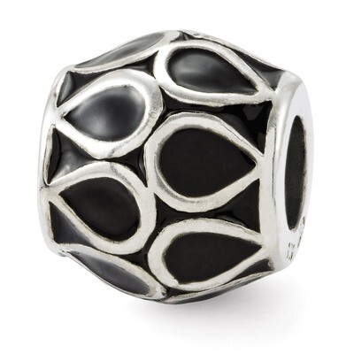Black Enamel Bali Bead - Sterling Silver QRS2694, MPN: QRS2694, 886774991030