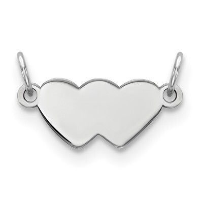 Engraveable Double Heart Polished Front Back Plate Sterling Silver QM486/35P
