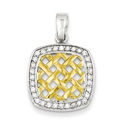 Sterling Silver &amp; Gold Plating Diamond Pendant QP2602