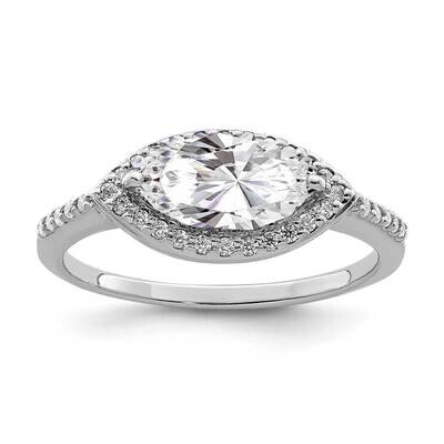 10x5 Marquise CZ Diamond Ring Sterling Silver Rhodium-plated QR6955, MPN: QR6955,