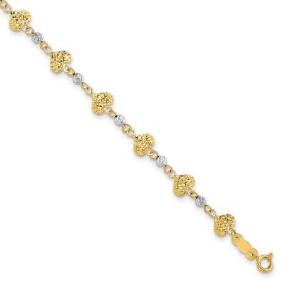 Diamond-Cut Heart Link Bracelet 14k Two-Tone Gold FB1872-7, MPN: FB1872-7, 191101732157