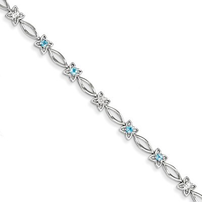 Blue Topaz &amp; Diamond Bracelet Sterling Silver QX847BT, MPN: QX847BT, 883957409917