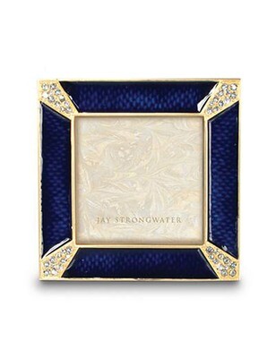 Jay Strongwater Leland Delft Garden Pave Corner 2 Inch Square Picture Frame, MPN: SPF5130-284,