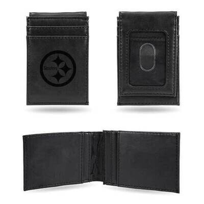 NFL Pittsburg Steelers Black Faux Leather Front Pocket Wallet GC7550, MPN: GC7550, 767345895974