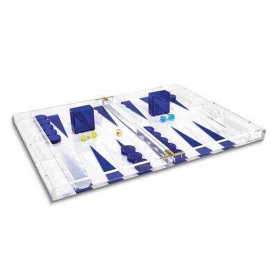 Lucite Blue and White Backgammon Set GM26021BLU, MPN: GM26021BLU,