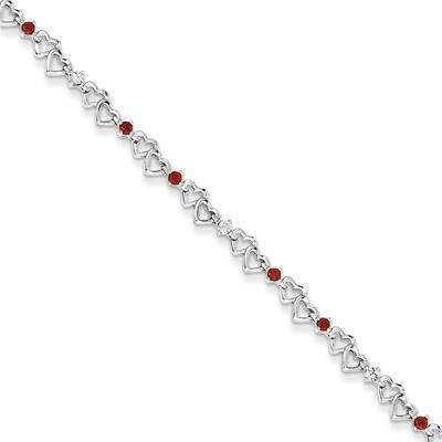 Garnet &amp; Diamond Bracelet Sterling Silver QX836GA, MPN: QX836GA, 883957409825