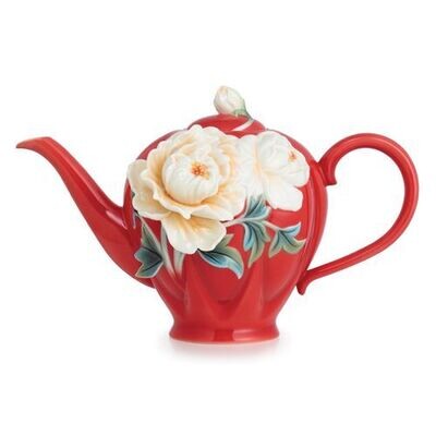 Franz Porcelain Venice Peony Design Sculptured Porcelain Teapot FZ02703, MPN: FZ02703,