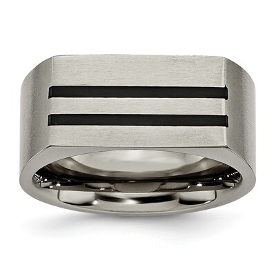 10mm Black Enamel Stripes Brushed Band Titanium TB250-10
