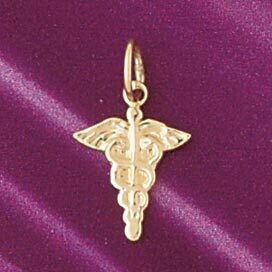 Dazzlers Jewelry Medical Sign Pendant Necklace Charm Bracelet in Yellow, White or Rose Gold 4691, M…