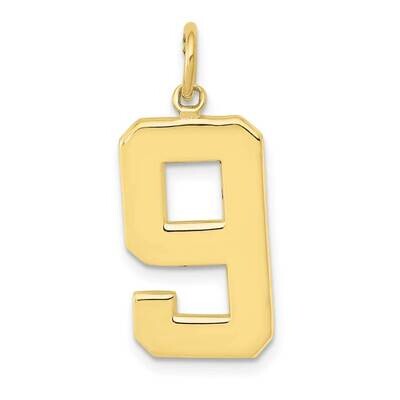 Polished Number 9 Charm 10k Gold Casted Large 10LP09, MPN: 10LP09,