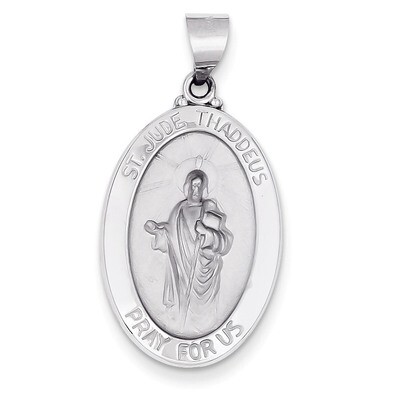 Polished and Satin Saint Jude Thaddeus Medal Pendant 14k White Gold XR1352, MPN: XR1352, 8839574504…
