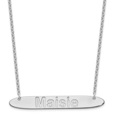 Large Polished Oblong Arial Rounded Bar Necklace Sterling Silver Rhodium-plated XNA1243SS, MPN: XNA…