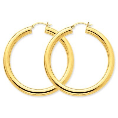 Yellow Polished 5mm Lightweight Hoop Earrings 14k Gold T957L, MPN: T957L, 883957288253