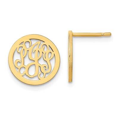 Polished Small Monogram Circle Post Earrings Sterling Silver Gold-plated XNE29GP, MPN: XNE29GP, 196…