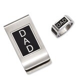 Black Enamel Dad Money Clip &amp; Ring Set - Stainless Steel SRSET24 by Chisel, MPN: SRSET24, 886774622…