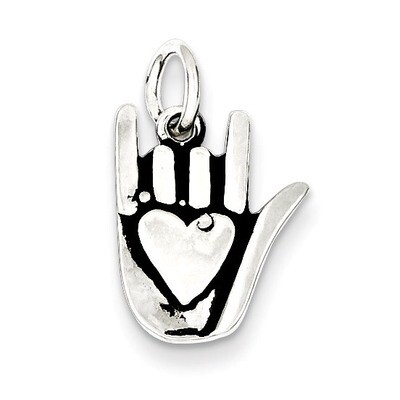 Sign Language Charm Antiqued Sterling Silver QC7480, MPN: QC7480, 886774760742