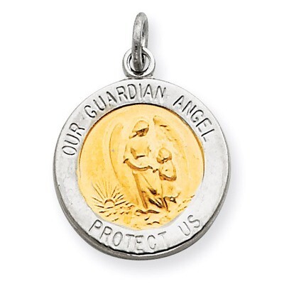 Vermeil Guardian Angel Medal Sterling Silver QC3624, MPN: QC3624, 886774108643