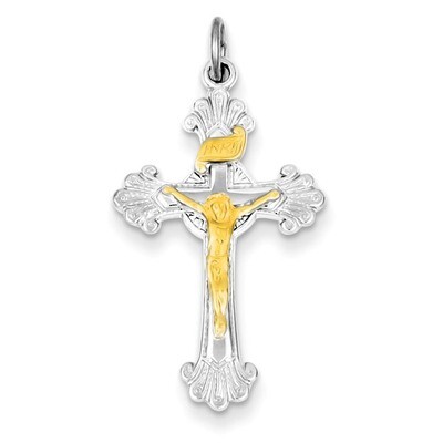 Vermeil INRI Crucifix Charm Sterling Silver QC3427, MPN: QC3427, 883957458724
