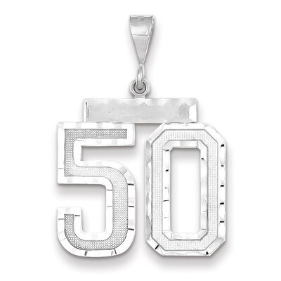 Number 50 Charm 14k white Gold Large Diamond -cut WLN50, MPN: WLN50, 883957124261