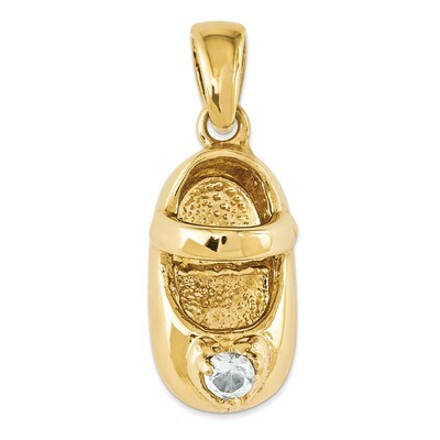 3-D March Synthetic Stone Engravable Baby Shoe Charm 14k Gold K4652MAR, MPN: K4652MAR, 637218167418