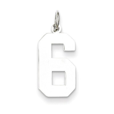Medium Pendant Polished Number 6 Sterling Silver QMS06, MPN: QMS06, 883957497105