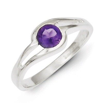 Purple Round Bezel Diamond Ring Sterling Silver QR4428, MPN: QR4428, 883957522579