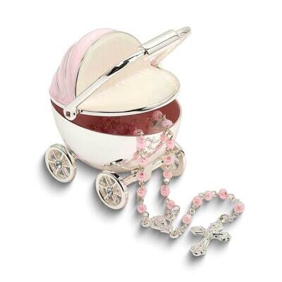 Silver-tone Baby Girl Carriage Keepsake Box and Rosary Set GM25602, MPN: GM25602, 89945744033