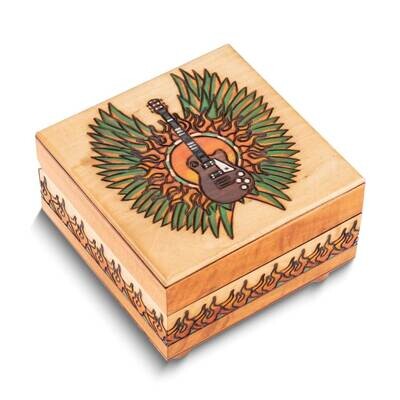 Carved Guitar Painted Wooden Puzzle Box GM25145, MPN: GM25145,