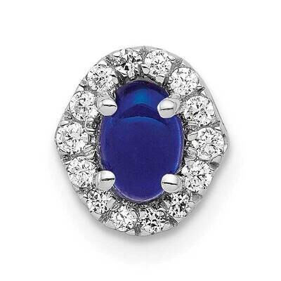 Cabochon .60 Sapphire Halo Chain Slide 14k White Gold Diamond PM4035-SA-012-WA, MPN: PM4035-SA-012-…