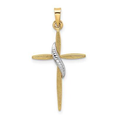 Satin Solid Methodist Cross Pendant 14k Two-Tone Gold Polished XR2008, MPN: XR2008, 196904094495