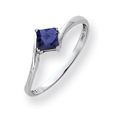 Sapphire Ring 14k white Gold 4mm Princess Cut Y4785S, MPN: Y4785S, 883957667393