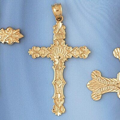 Dazzlers Jewelry Cross Pendant Necklace Charm Bracelet in Yellow, White or Rose Gold 7973, MPN: DZ-…