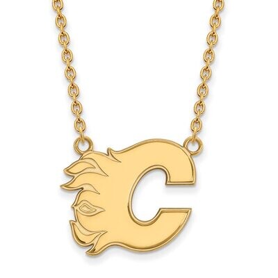 Calgary Flames Large Pendant with Chain Necklace Gold-plated Silver GP013FLA-18, MPN: GP013FLA-18, …