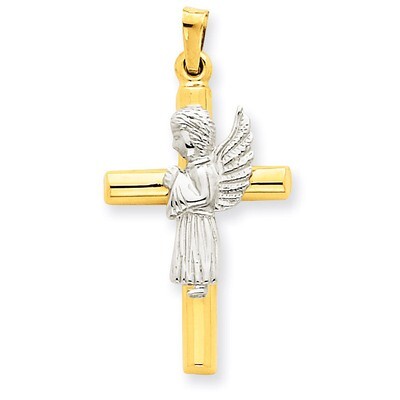 Angel &amp; Cross Pendant 14k Gold XCH269, MPN: XCH269, 191101380389