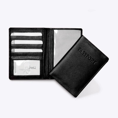 Black Leather Passport Cover GM12770, MPN: GM12770, 892925187016