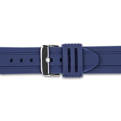 18mm Navy Ribbed Silicone Watch Band  BA403-18, MPN: BA403-18,