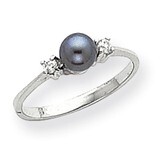 5mm Black Fresh Water Cultured Pearl Diamond Ring 14k white Gold X9742BP/AAA, MPN: X9742BP/AAA, 191…