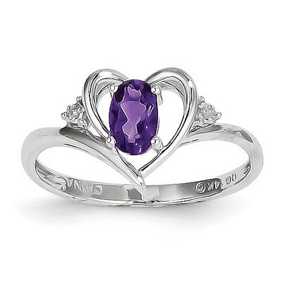 Amethyst Diamond Ring 14k White Gold Genuine XBS441, MPN: XBS441, 883957374574