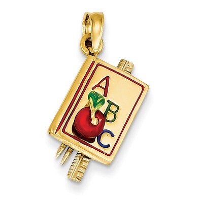 ABC School Book Pendant with Enamel 14k Two-Tone Gold K1787, MPN: K1787, 637218114634