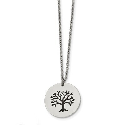 Enameled Family Tree Of Life 22 Inch Necklace Stainless Steel Polished Engravable SRN2437-22, MPN: …