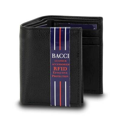 Black Cowhide RFID Side Window Trifold Wallet GM23273, MPN: GM23273,