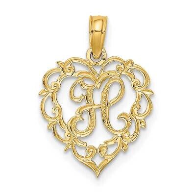H Script Initial In Heart Charm 14k Gold K6424H, MPN: K6424H, 637218007561