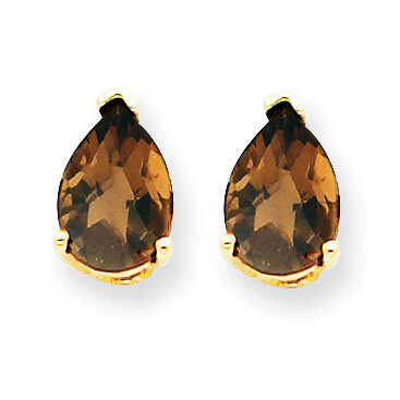 7x5 Pear Smokey Quartz Earrings 14k Gold XE80SQ, MPN: XE80SQ, 883957103266