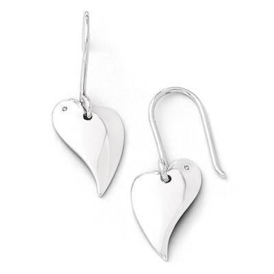 .01ct. Diamond Heart Earrings Sterling Silver QW245, MPN: QW245, 883957315461