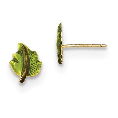 Madi K Enameled Leaf Post Earrings 14k Gold SE2444, MPN: SE2444, 191101361821