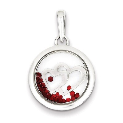 Hearts and Floating Glass Beads Pendant Sterling Silver QP2849, MPN: QP2849, 883957560069