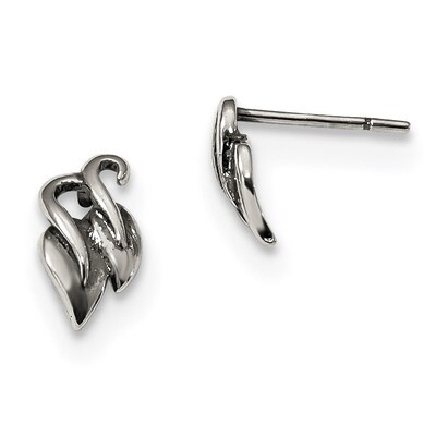 Leaves Post Earrings Sterling Silver Antiqued QE13806, MPN: QE13806,