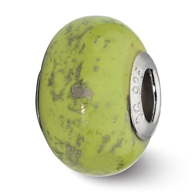 Green with Platinum Foil Ceramic Bead - Sterling Silver QRS2342, MPN: QRS2342, 883957514321